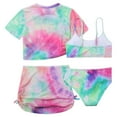 thumbnail image 2 of WOYY Girls 4-Piece Swimsuit Tie Dye Bikini Set with Cover Up UPF 50+ Bathing Suit, Sizes 5-10, 2 of 5