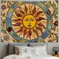 thumbnail image 2 of Creowell  Yellow Sun and Moon Tapestry Hippie Indie Tapestries Boho Orange Flower Floral Tapestry Wall Hanging Cool Vintage Aesthetic Wall Tapestry for Bedroom Living Room Dorm 50x40inch, 2 of 6