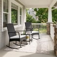 thumbnail image 7 of Devoko 3 Pieces Patio Rattan Rocking Chair Set with Cushion and Table Outdoor Porch and Garden Furniture, Beige, 7 of 7