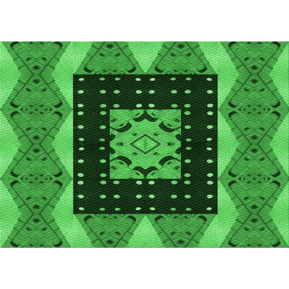 Ahgly Company Machine Washable Indoor Rectangle Transitional Deep Emerald Green Area Rugs, 6' x 9'