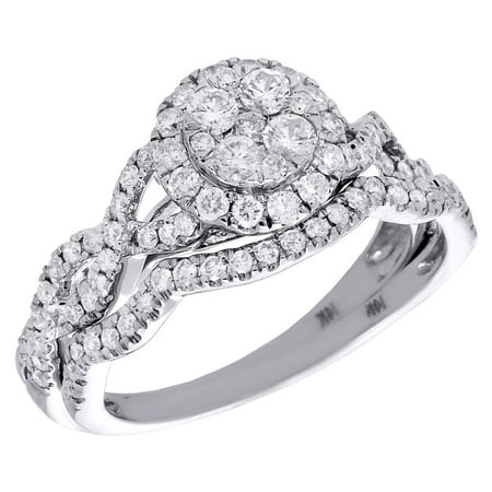 Jewelry For Less - 14K White Gold Diamond Cluster Halo Infinity ...