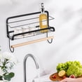 thumbnail image 2 of Clearance Hooks/Hangers/Holders, Kitchen Wall Mounted Storage Rack Baking Roll Paper Rack Seasoning Jar Storage Rack Non Perforated Wall Mounted Seasoning Rack, Black-C2, 2 of 4