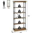 thumbnail image 2 of Industrial style Bookshelf Wood Bookcase 6 Tier Storage Open Rack Shelf with Metal Frame，Display for Bedroom,Living Room and Home Office, 2 of 8