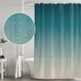 thumbnail image 4 of Teal Blue Ombre Shower Curtain Set - Small 36" x 72" Washable Bathtub Curtain with 12 Hooks, Contemporary Gradient Abstract Art Waterproof Fabric Stall Shower Curtains for Bathroom/Bathtub Décor, 4 of 6