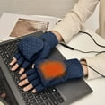 thumbnail image 4 of Miogawg USB Heating Gloves, Washable Adjustable Gloves, Winter Gloves Warm Knit Flip Fingerless Gloves Mittens, Wool Gloves Thermal Insulation, Cold Weather Windproof Warm Cycling Gloves, 4 of 6