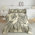 thumbnail image 3 of Manfei Leaf Plant Botanical Full Size Comforter Sets, Beige Cartoon Bedding Comforter Set, Chic Modern Fashion Reversible Bedding Sets, Lightweight Room Decor, 3pcs, 3 of 9