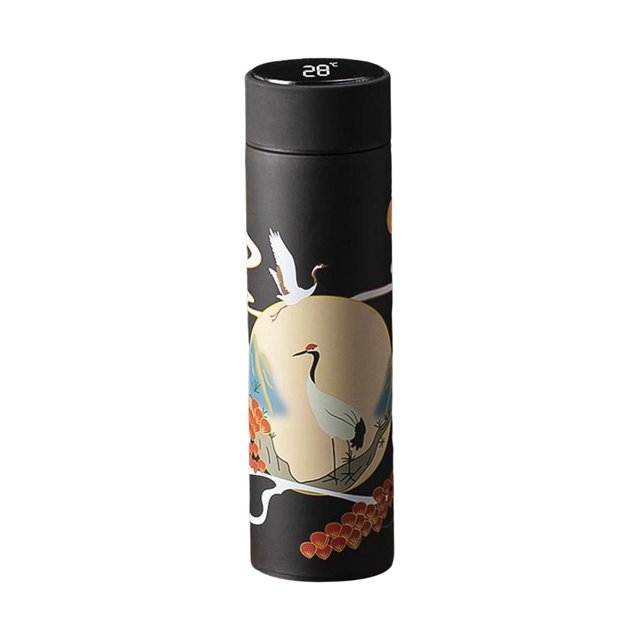 Botella de agua de vacío de acero inoxidable Sunnimix Pantalla táctil de temperatura LED 480ml Chino Negro