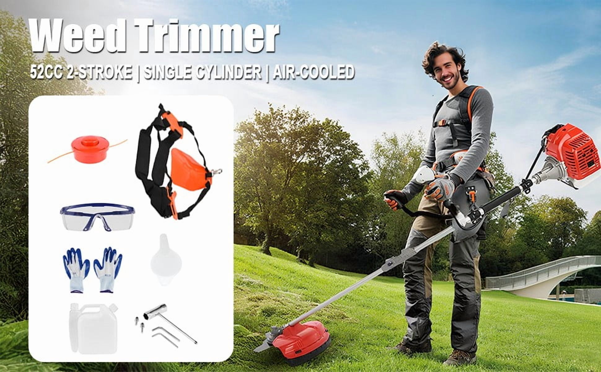 YNCE 52cc 2-Stroke Gas Powe Weed Eater, Grass Trimmer 2 in 1 Weed Wacker 2.2KW 8500RPM Multi-Functional Gas String Trimmer for Home Garden