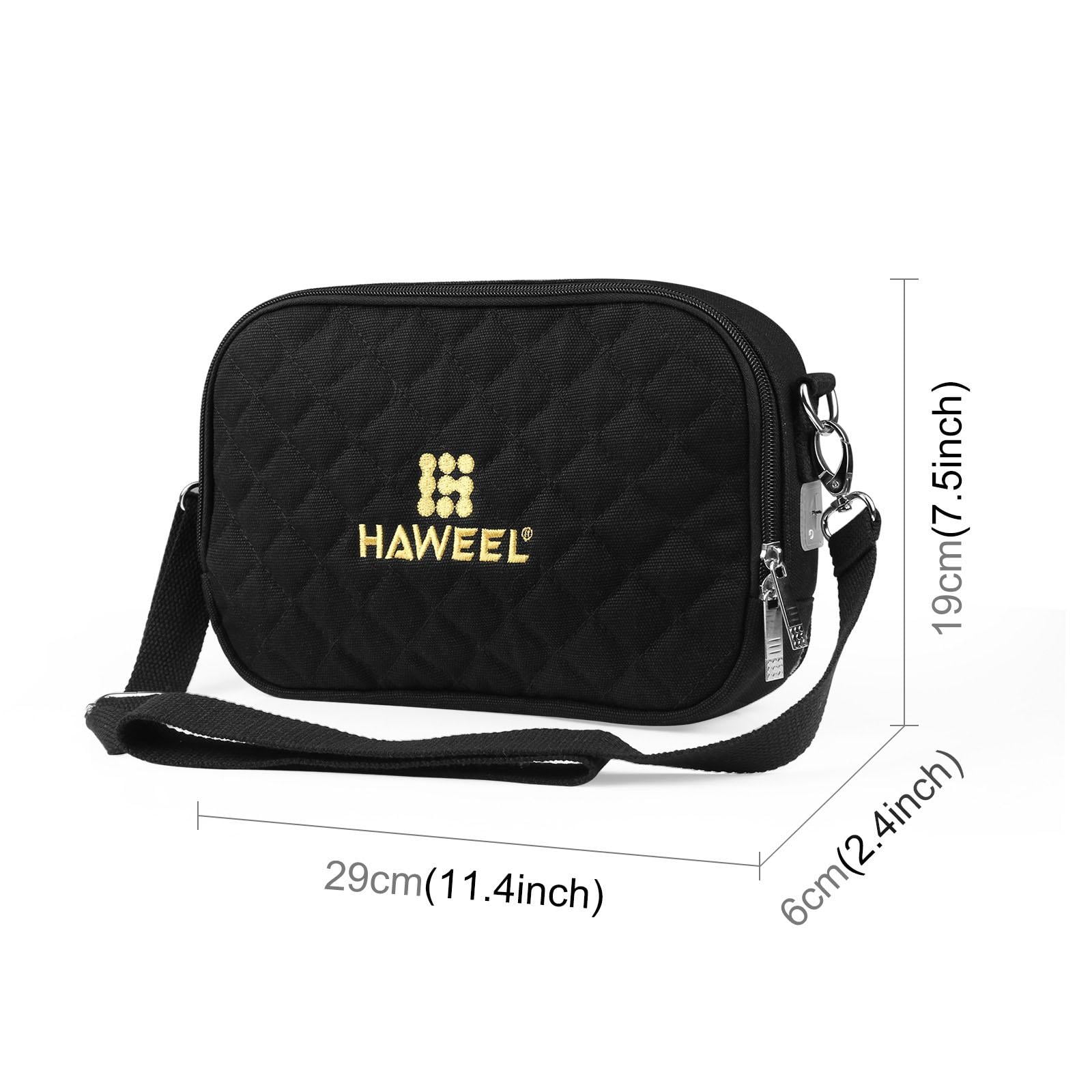 harayaa Cross Shoulder Hand Warmer Storage Bag Prevent Overheating Canvas Warmer Bag USB Black