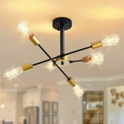 Levang 6 Light Vintage Sputnik Chandelier Light, Mid Century Modern Semi Flush Mount Ceiling Light Fixture for Dining Table Living Room Foyer Kitchen Island Office