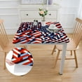 thumbnail image 2 of HAOXIT Tablecloth Fitted Square,Red White Blue USA Flag Elastic Edged Table Cloth Cover,Independ Day for Kitchen Banquet Party Outdoor Dining Table Decor,Fit for Square Table white, 2 of 8