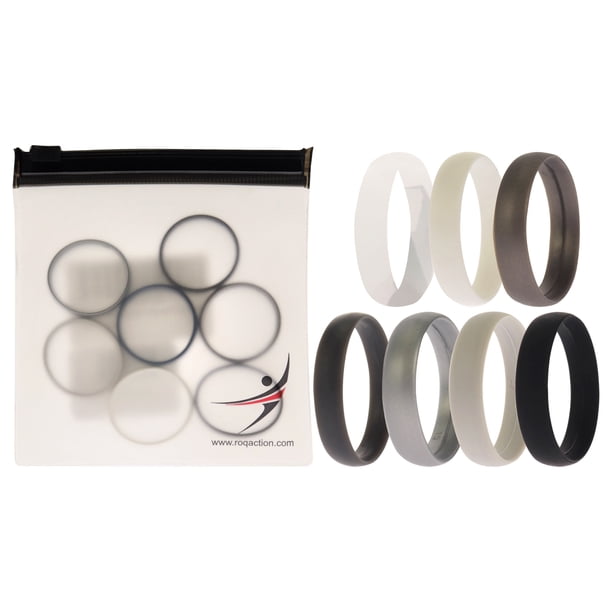 Juego de anillos sólidos lisos de boda de silicona de 6 mm de ROQ para hombres - Anillo de 7 x 16 mm