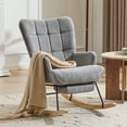 thumbnail image 3 of Furniliving Rocking Chair, Upholstered Nursery Rocking Chair with Footrest, High Backrest, Thick Cushion Glider Rocker Accent Chair, Comfy Armchair for Living Room, Bedroom, Nursery, Gray, 3 of 12