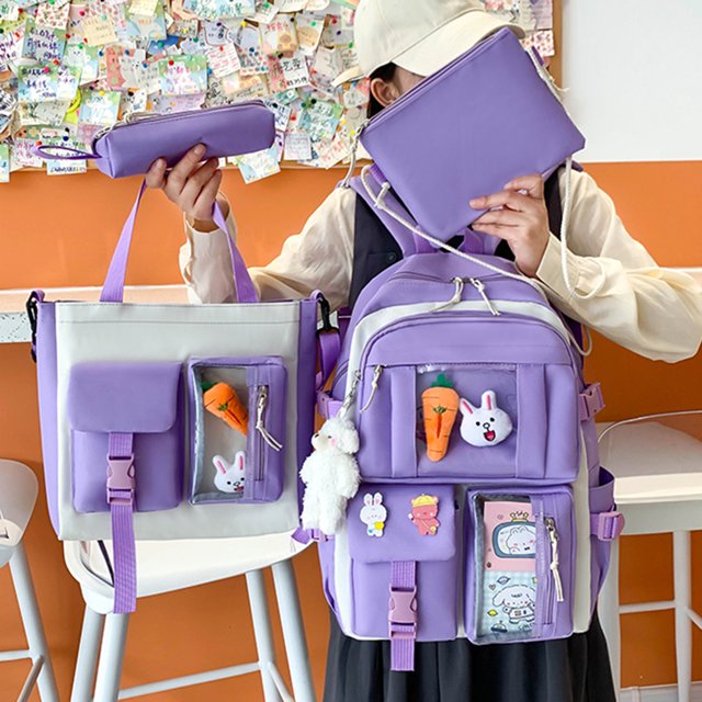 Bolsa Juego de 4 mochilas escolares para niñas adolescentes, mochilas para estudiantes (púrpura) JShteea Para Estrenar