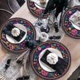 thumbnail image 3 of Smile Skulls Floral Day of The Dead Halloween Round Placemats Set of 4, 15 Inch Round Table Mats for Dining Decoration, 3 of 6