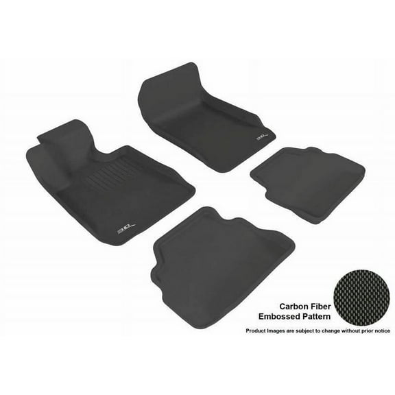 3D MAXpider 2007-2013 Fits BMW 3 Series 1st Row 2nd Row Kagu Carbon Fiber Embossed Pattern Black Floor Mat L1BM02501509