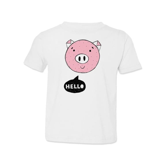 Cute Pig Says Hello T-Shirt Toddler -Image by Shutterstock, 2 Toddler