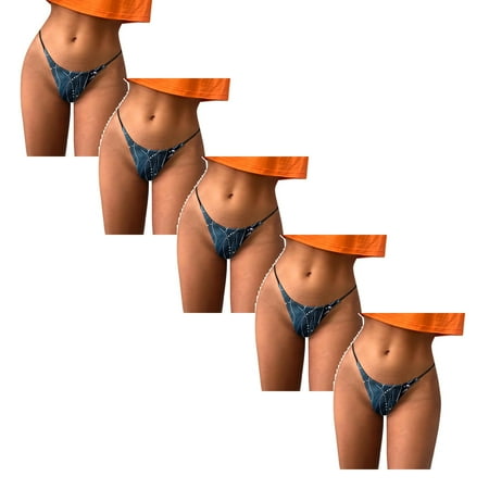 

Womens Underwear Brief Underpants Comfort Low Rise Soft T Back Panties5PC