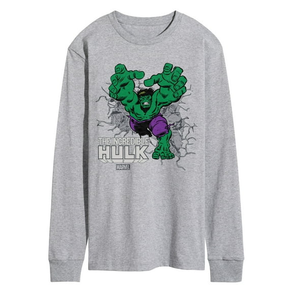 Marvel Hulk - Smash Through Wall - Men's Long Sleeve Graphic T-Shirt