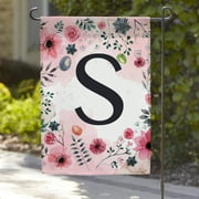 Personalized Floral Initial Garden Flag, 18" x 12"