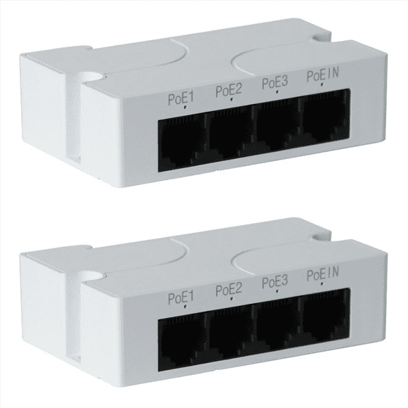 1 to 3 Port PoE Extender Passive Cascadable IEEE802.3Af for IP Port Transmission Extender for POE Switch NVR IP (2Pcs)