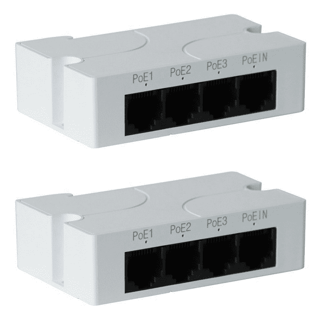 Extension de Port PoE 1 à 3 Ports Passif Cascadable IEEE802.3Af pour Transmission IP pour Switch PoE NVR IP (2 Pcs)