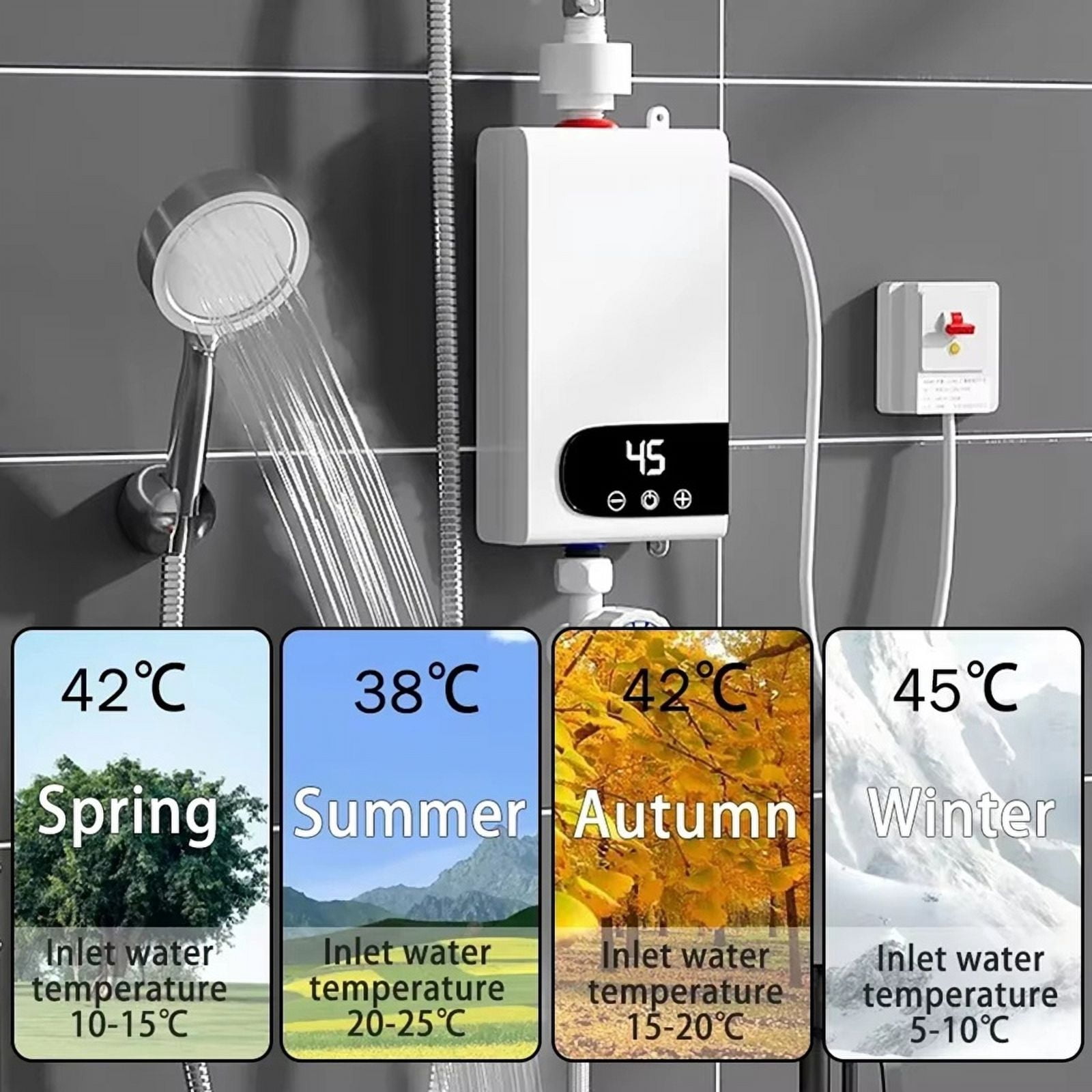 3500W Instant Water Heater 110V Portable Electric Heaters for Bathroom Hot Water Shower and Home Kitchen Heating US Plug
