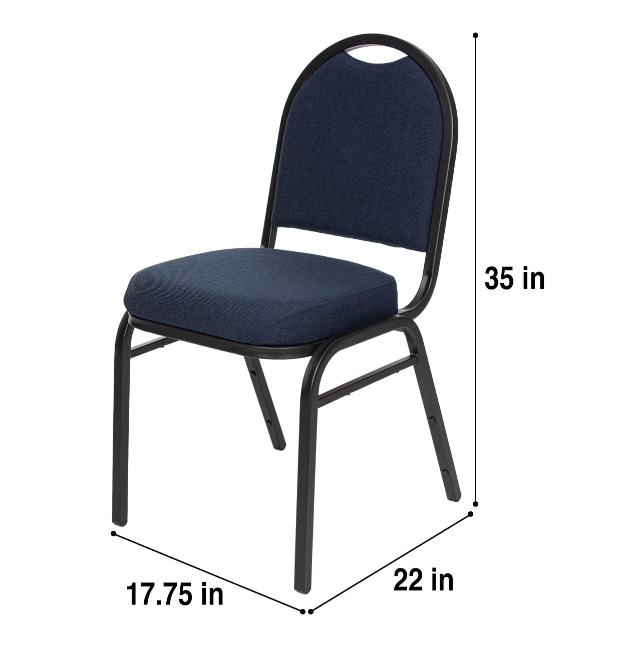 Hampden Furnishings Celia Collection Fabric Banquet Chair, Dark Blue, Pack of 2