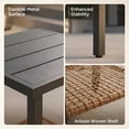 thumbnail image 2 of Deersky Outdoor Side Table, 17.7" Square Patio End Table with Lower Wicker Shelf, All-Weather Metal Frame Accent Table for Porch, Balcony, Backyard, Black, 2 of 8