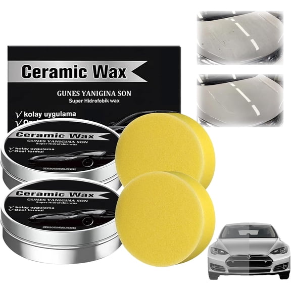 Titanium Ceramic Wax Cream, 2025 Strong Protection Car Coating Polishing Wax, Lasting Vehicle Paint Care, Auto Car Scratch Repair Remover Paste (2pcs, B)