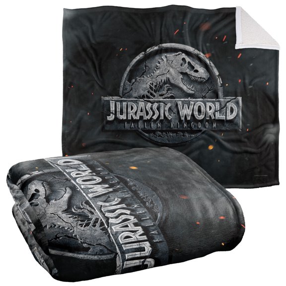 LOGOVISION Jurassic World Blanket, 50''x60'', Fallen Kingdom Logo Silky Touch Sherpa Back Super Soft Throw Blanket