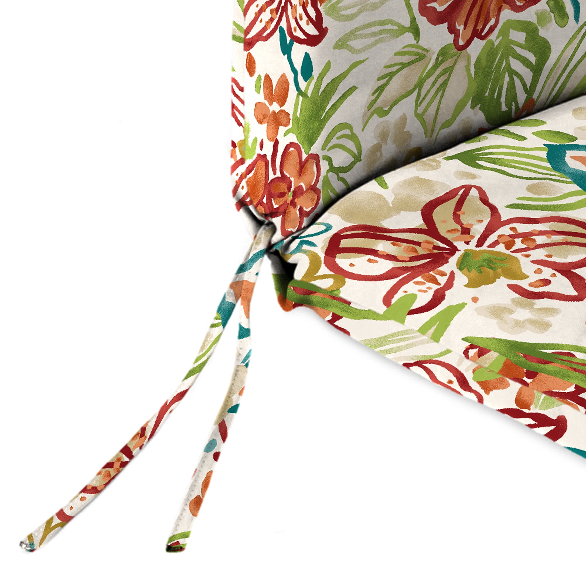 Jordan Manufacturing 44" x 22" Valeda Breeze Multicolor Floral Rectangular Outdoor Chair Cushion with Ties and Hanger Loop