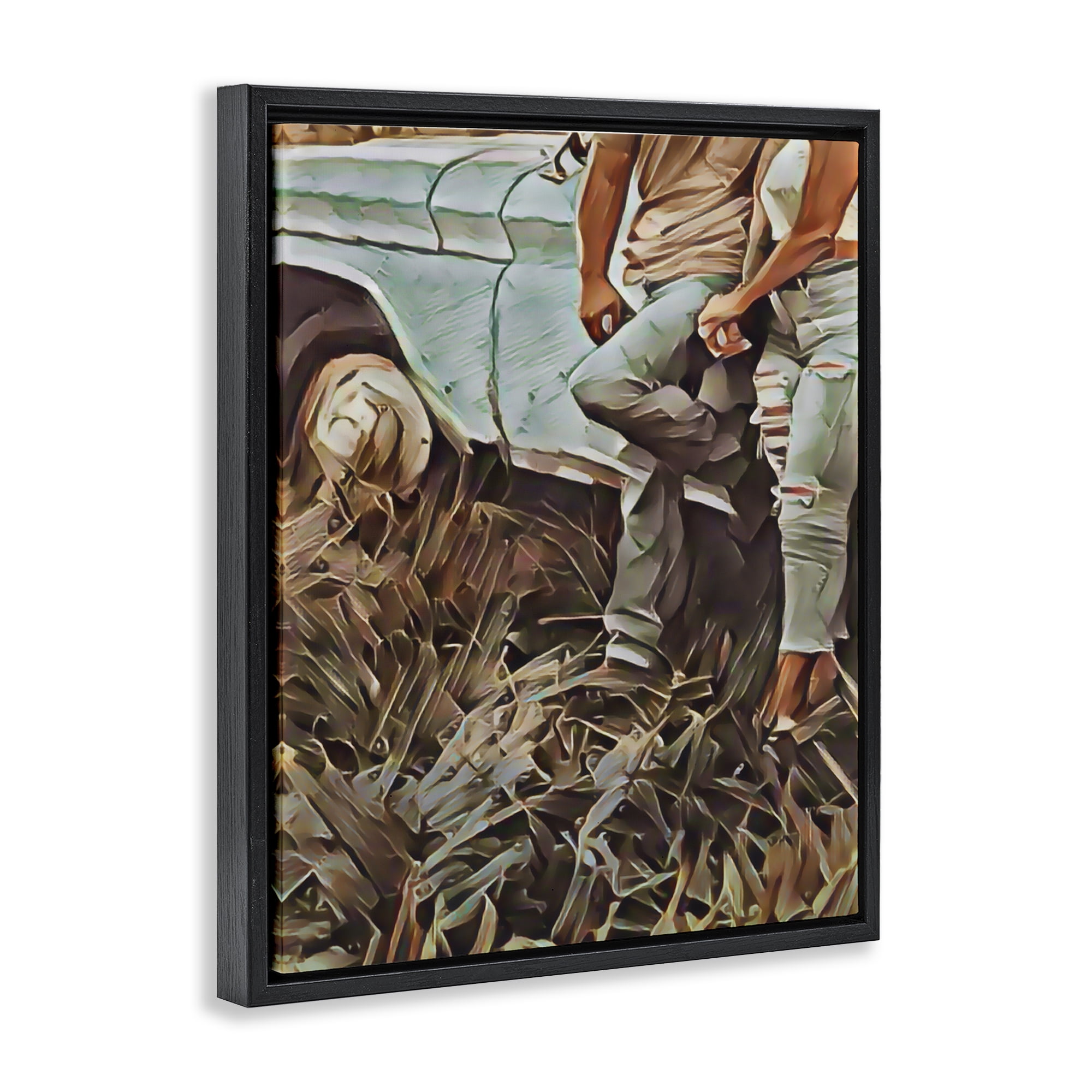 Leaning In Kisses Black Framed Floater Canvas Wall Art, design by Jesse Keith
