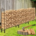 thumbnail image 2 of ZYPPP 12ft Heavy Duty Outdoor Firewood Rack Fireplace Wood Log Holder Adjustable Steel, 2 of 12