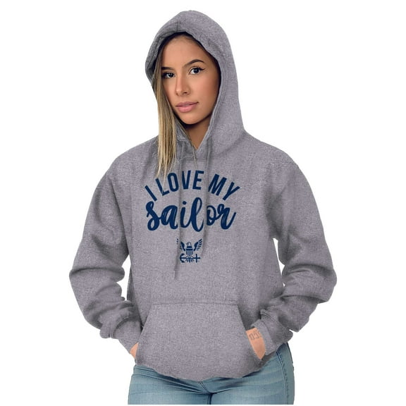 US Navy Anchor Logo I Love My Sailor Hoodie Sweatshirt Women Brisco Brands S