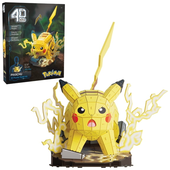 4D Build, Pokémon Pikachu 3D Model Kit, Pokémon Figure, Kanto First Partner Collection, Desk Décor, 201 Pieces, Gift Ideas for Ages 12 & Up