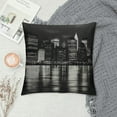 thumbnail image 2 of Heduofu New York City Decorative Throw Pillow Cover Case Quiet Nightscape River Skyline Buildings Black Grey Cotton Linen Pillow Cases Square Standard Cushion Covers for Couch Sofa Bed White, 2 of 5