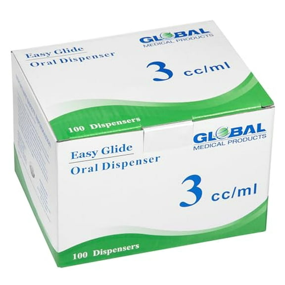 Easy Glide 3ml 3cc Oral Syringe Caps Included, 100 Count