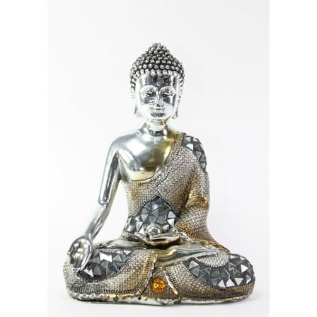 Feng Shui 8" Electroplated Buddha with Teaching Mudra Figurine Peace Statues G16500
