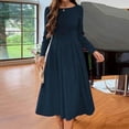 thumbnail image 2 of Herrnalise Women's Long SleeveRound Neck Solid Color Dresses S-2XL, 2 of 6