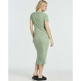 thumbnail image 4 of 3 Pack: Women's Ribbed Jersey Crew Neck Short Sleeve Midi Length Dress With Side Slit, 4 of 6