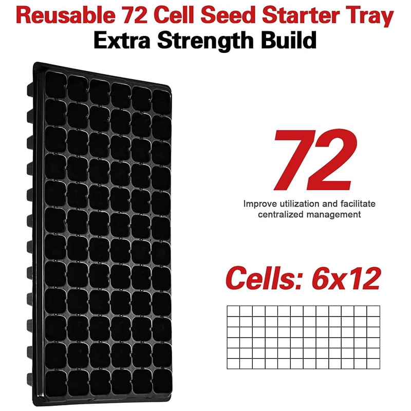 CHUNYAN 10 pieces Seed Starter Tray, 72 Cell Seedling Trays With Drain Holes, Reusable Seed Starter Kit, Mini Propagator Plant