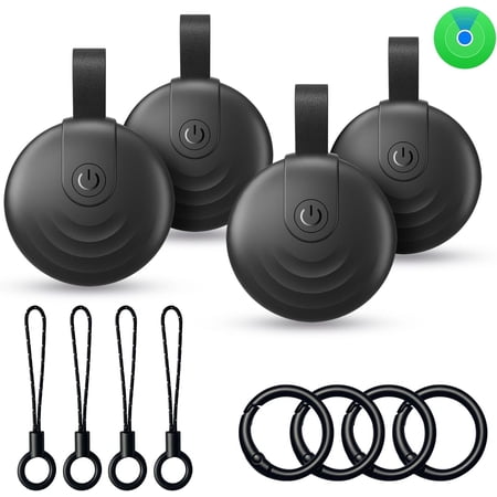 Air Tags (iOS Only) 4 Pack: Item Finder with Find My APP, Item Locator for Finder, Bags Wallets Anti-Loss, IP68 Tag (F20 Black)