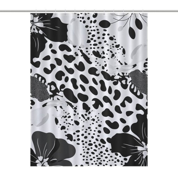 Leopard Print Shower Curtain for Bathroom Bath Curtain Polyester Fabric Waterproof Bathroom Curtain with 12 Hooks