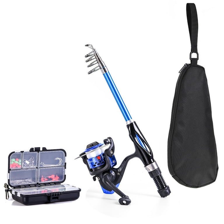 Blusea Kids Fishing Rod and Reel Combo Full Kit,Telescopic Fishing Rod  Spinning Reel Set 