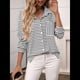 thumbnail image 4 of Camisas de Mujer con Botones, Blusas Clásicas A Rayas de Larga con Cuello y Bolsillo para Oficina. XXL, 4 of 9