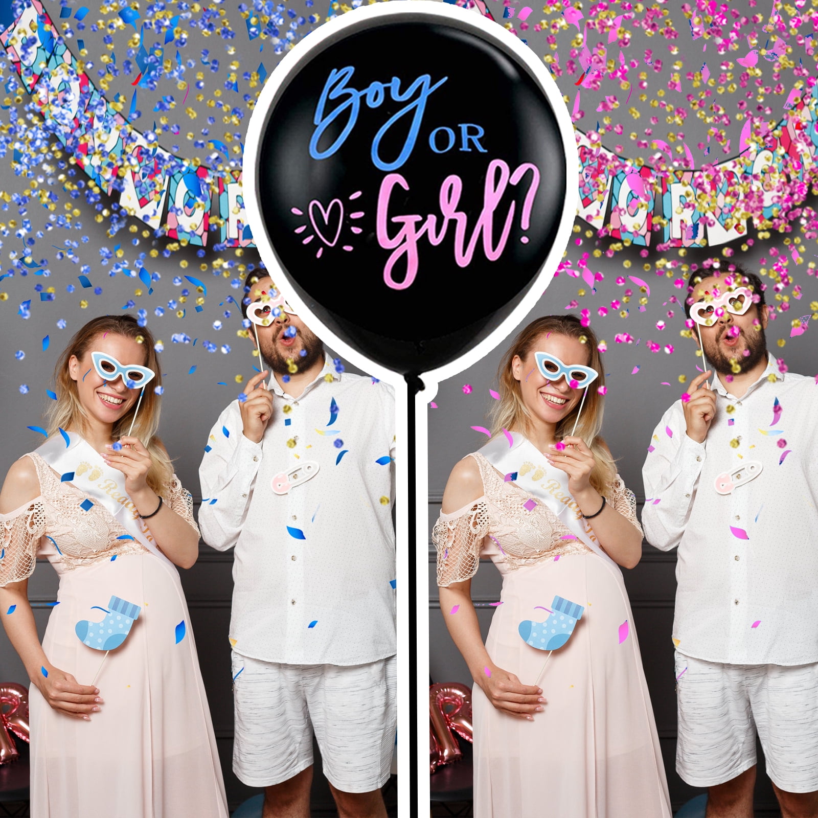 Gender Reveal Balloon Garland Arch Kit - Pink and Navy Blue Gender Reveal Balloon Arch Garland Kit for Baby Girls Party Supplies(Pink and Navy Blue)