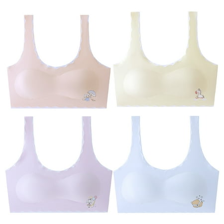 

NUOLUX 4pcs Girls Bras Wirefree Sports Bras Teens Bras Underwear Nylon Bras Training Bras