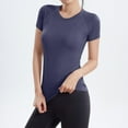 thumbnail image 4 of Women's Workout Top, Stretch Yoga Shirt Fitted Athletic Tee for Women, Nylon Spandex Fitness Short Sleeve Round Neck, 4 of 4