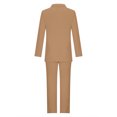 thumbnail image 4 of Scyoekwg Two Piece Blazer Outfits Women Business Office Work 2 Piece Sets Long Sleeve Tops Suit Pants 2 Casual Matching Outfits Fashion Two Piece Set Lounge Set (Khaki,XL), 4 of 5